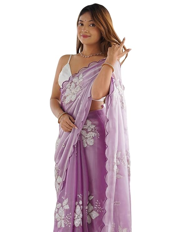 Chiffon Sequins Embroidery Saree