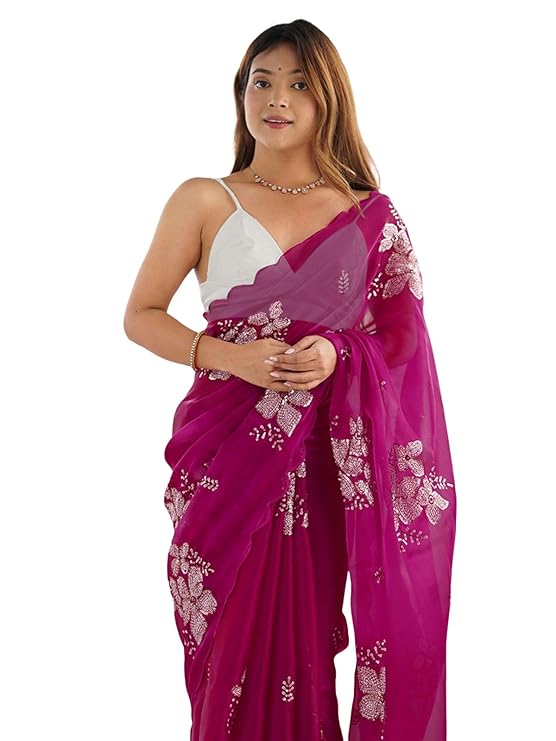 Chiffon Sequins Embroidery Saree