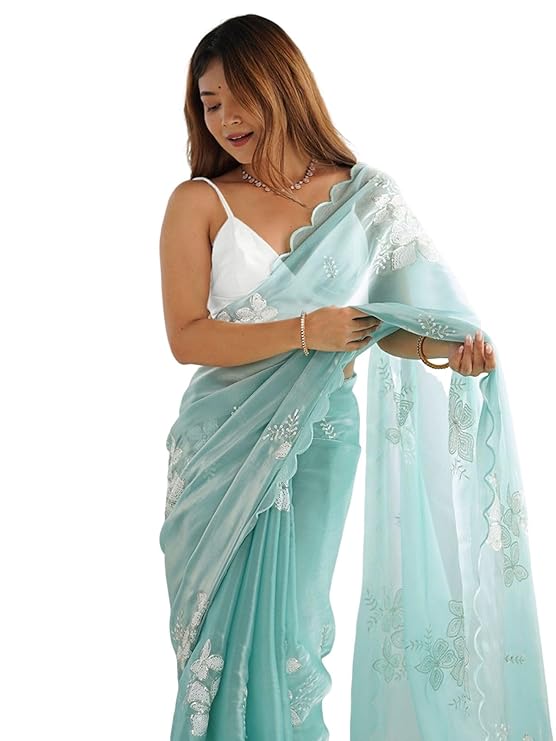 Chiffon Sequins Embroidery Saree