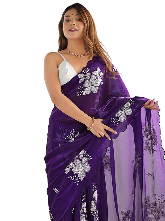 Chiffon Sequins Embroidery Saree