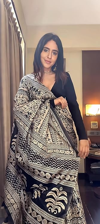 Women's Silk Cotton Kalamkari Print Saree With Blouse Piece